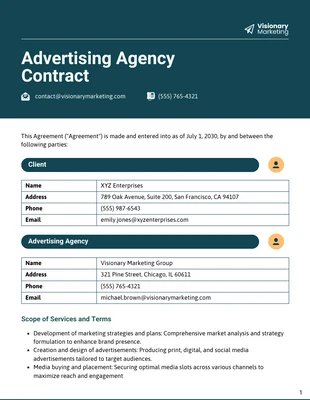 business  Template: Advertising Agency Contract Template