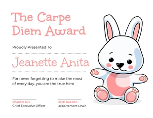 Free  Template: White And Pink Funny Illustration Certificate