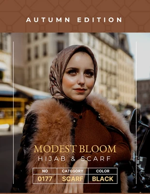 Free  Template: Dunkelbraunes ästhetisches Hijab-Produktetikett