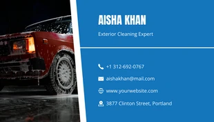 Simple Blue Modern Car Wash Business Card - Seite 2