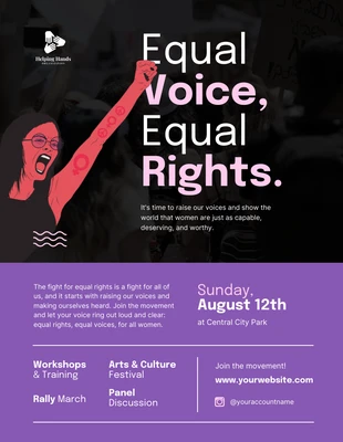 Free  Template: Manifesto dell'evento Diritto delle donne nero e viola
