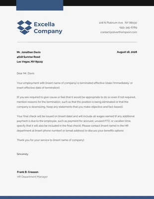 Free  Template: Brown And Blue Modern Termination Letter