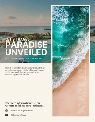 Free  Template: ملصق للصور الحديثة باللون البيج يتيح السفر