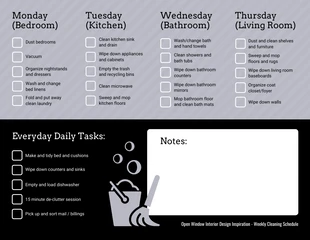 Free  Template: Grey Cleaning Schedule Weekly Checklist