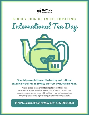 Free  Template: Convite Personalizável para Tea Party de Anúncio da Empresa