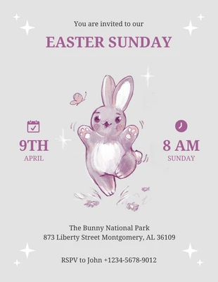 Free  Template: Grey Minimalist Illustration Easter Sunday Invitation