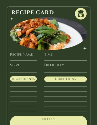 Free  Template: Tarjetas de recetas modernas de color verde oscuro