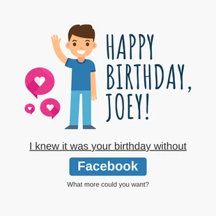 Free  Template: Tarjeta de cumpleaños divertida en Facebook