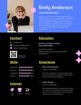 Free  Template: Black Neon Colorful Infographic Resume