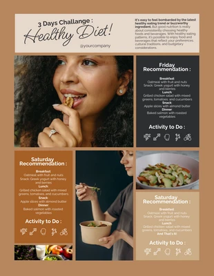 Free  Template: Brown Diet Challange Zeitplan Programm Vorlage