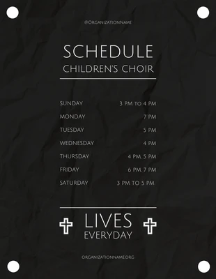Free  Template: Black and White Schedule for Church Children Choir Flyer Template