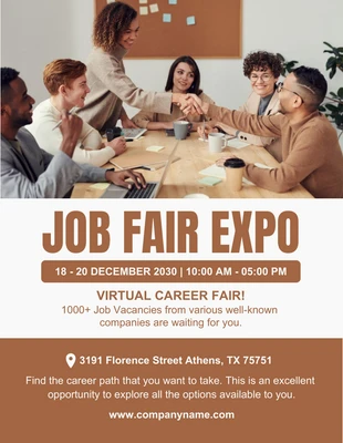 Free  Template: Light Grey And Brown Modern Job Fair Expo Flyer