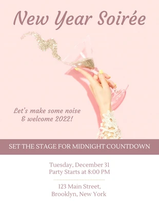 premium  Template: Light Pink Feminine New Year Poster