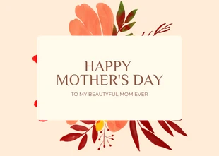 Free  Template: Light Yellow Classic Floral Happy Mother's Day Postcard