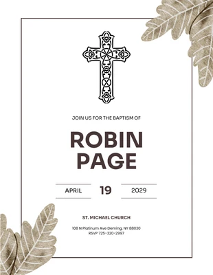 Free  Template: White And Brown Leaf Church Invitation