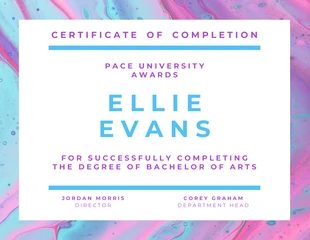 Artsy Colorful Certificate of Completion