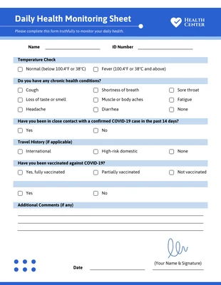 premium  Template: Formulários de saúde azuis simples
