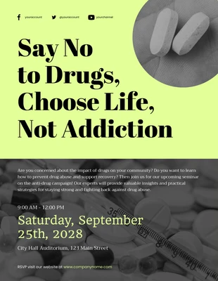 Free  Template: Black and Yellow Green No Drugs Campaign