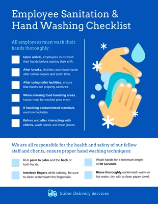 Employee Hand Washing Sanitation Checklist