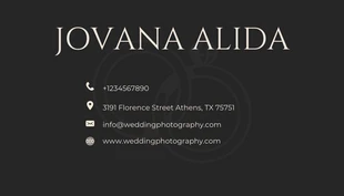 Black Classic Elegant Wedding Photographer Business Card - Página 2