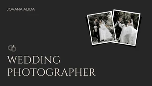 Free  Template: Cartão de visita de fotógrafo de casamento clássico e elegante em preto