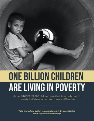 Free  Template: Dark Navy And Yellow Modern Poverty Poster