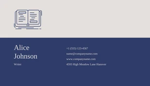 Beige And Navy Pastel Modern Professional Writer Business Card - Seite 2