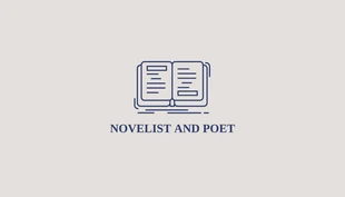 Free  Template: Tarjeta De Visita Escritor profesional moderno en colores pastel beige y azul marino