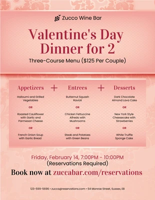 Valentine's Day Restaurant Flyer