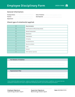 Free  Template: Employee Disciplinary Forms