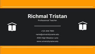 Black And Orange Minimalist Teacher Business Card - Página 2