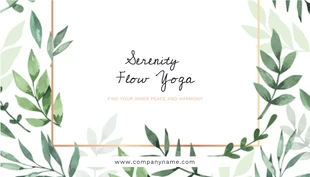 Free  Template: Weiße, moderne, ästhetische Yoga-Visitenkarte mit Blumenmuster