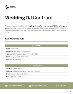 business  Template: Wedding DJ Contract Template