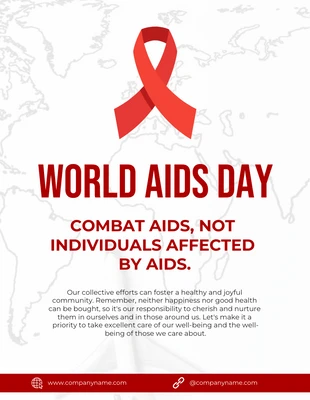 Free  Template: Poster Mundo Simples Branco HIV/AIDS