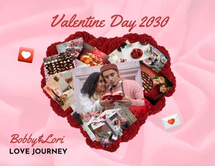 Free  Template: Pink Playful Illustration Valentine Day Heart Shaped Collages