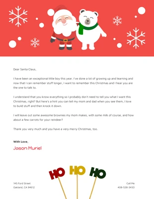Free  Template: Carta da lettera rossa di Babbo Natale