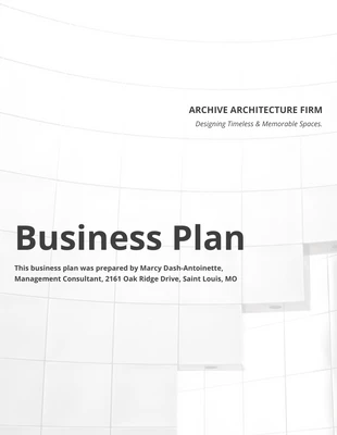 Free  Template: Minimalist Architecture Business Plan