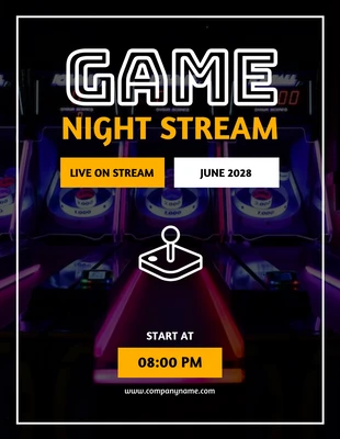 Free  Template: Black Simple Photo Gaming Night Stream Poster