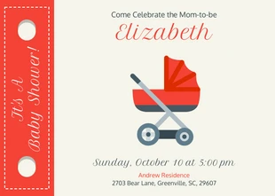 premium  Template: Red Baby Carriage Shower Invitation