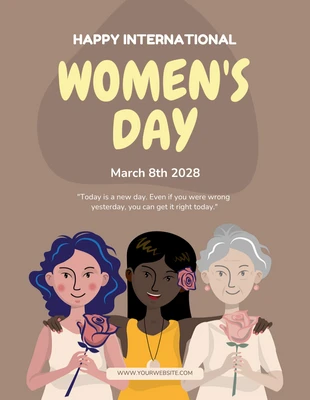 Free  Template: Brown Happy International Women's Day Poster