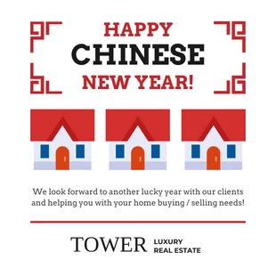 Free  Template: Publicación de Instagram del Año Nuevo Chino de clientes inmobiliarios