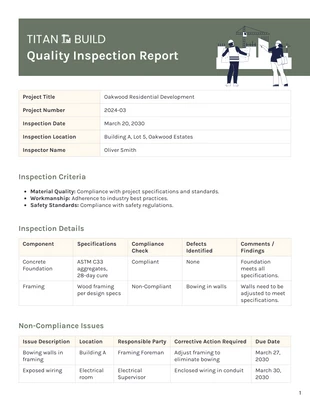 Free interactive Template: Modelo de Relatório de Inspeção de Qualidade