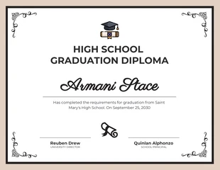 Free  Template: Certificado de diploma clásico beige y negro