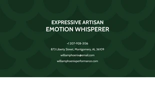 Dark Green Abstract Pattern Actor Business Card - page 2