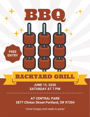 Free  Template: White And Brown Modern Texture BBQ Flyer