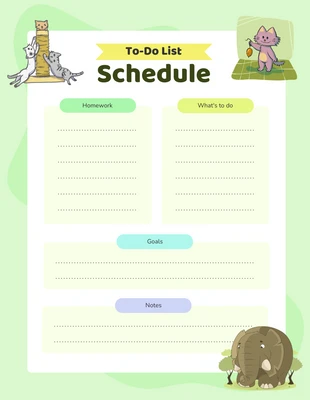 Free  Template: Plantilla de horario de lista de tareas para niños en verde pastel