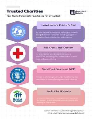premium  Template: Vertrauenswürdige Wohltätigkeitsorganisationen: Infografik zu vier vertrauenswürdigen Wohltätigkeitsstiftungen
