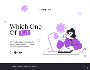 Free  Template: Ilustración plana púrpura Presentación del juego ¿Cuál de nosotros?