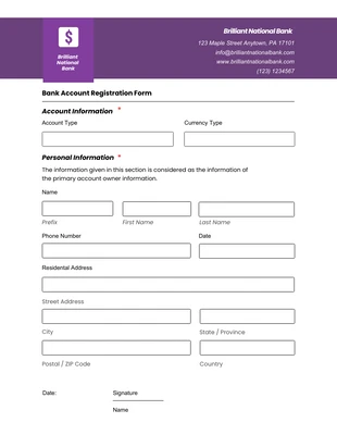 business  Template: Purple and White Simple Modern Banking Form