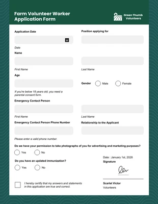business  Template: Green Minimalist Pattern Farm Volunteer and Community Service Forms